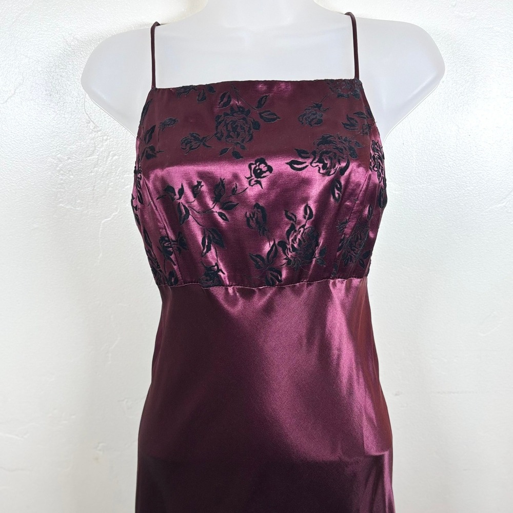 VTG Be Smart Size 6 Maxi Dress Burgundy 90s Y2K Whimsigoth Gothic Witchy Prom